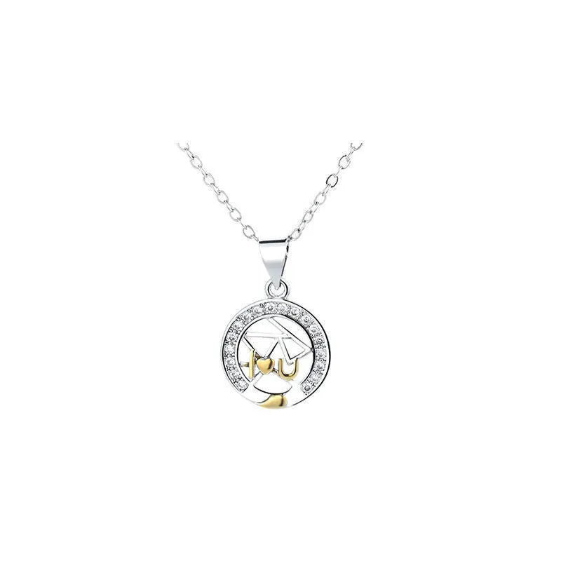 Sun Moon couple necklace set with copper electroplated pendants on a cross chain.