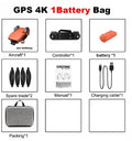 4K brushless motor remote control plane with ESC lens, ABS material, black and orange colour, folded and unfolded views