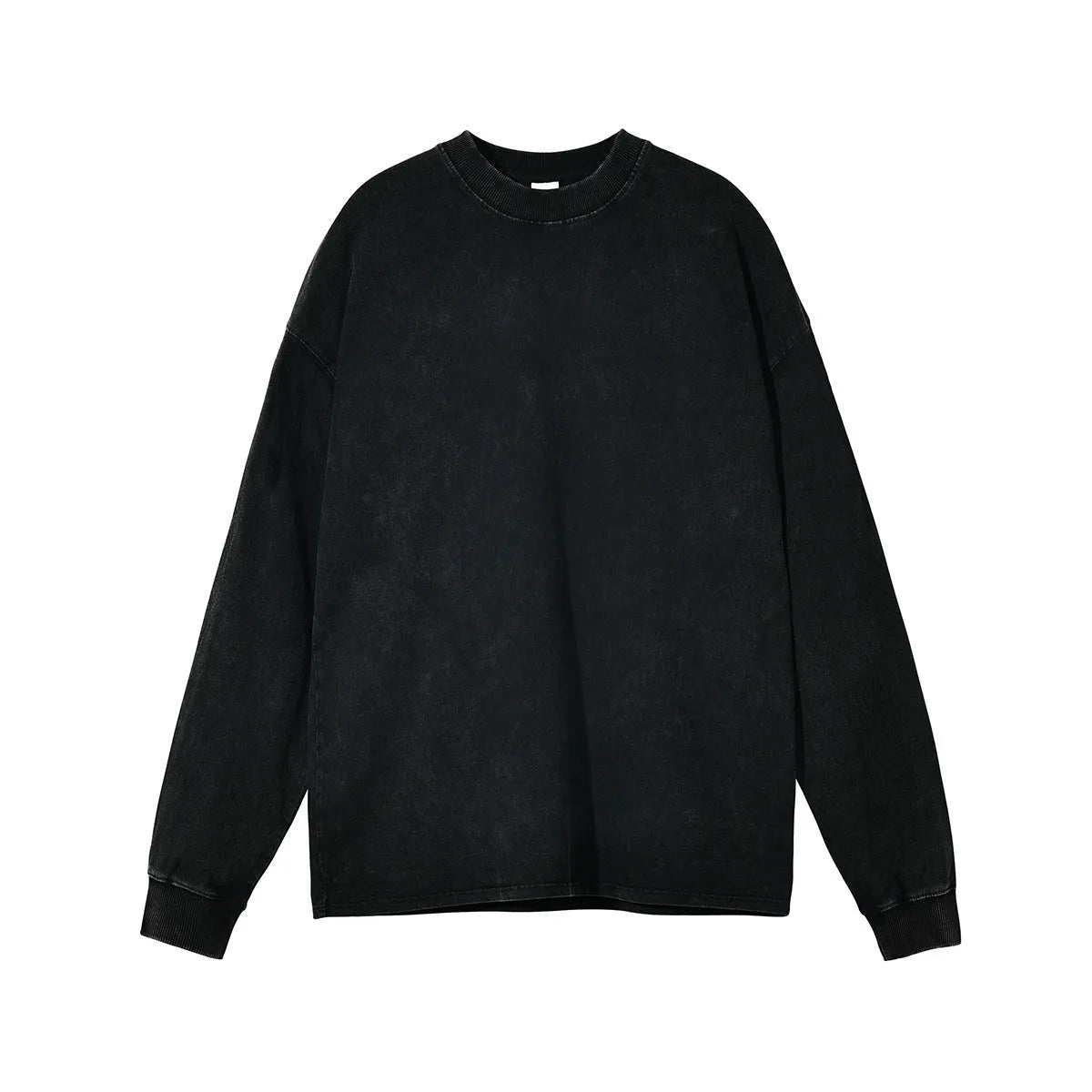 Men's vintage washed batik cotton long sleeve loose pullover tee shirt