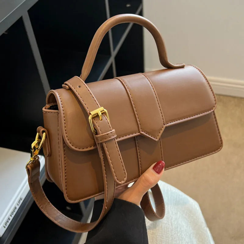 Women's PU messenger bag with file compartment in beige, brown, green, black colours