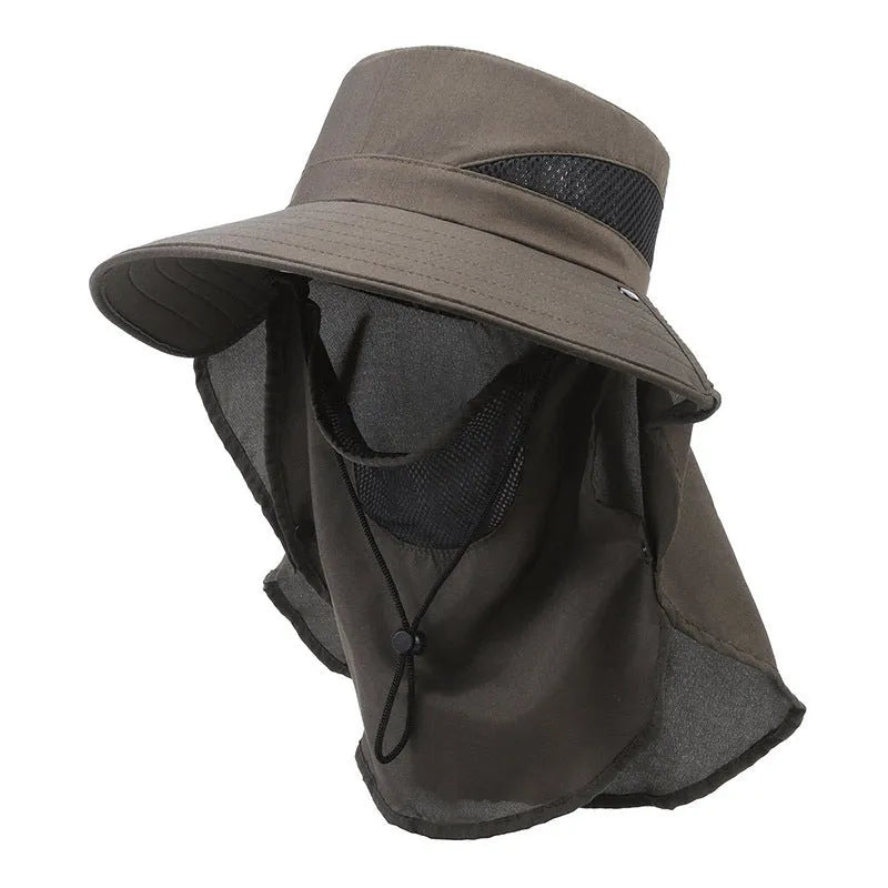 Men's wide brim adjustable fisherman sun hat in polyester fabric.