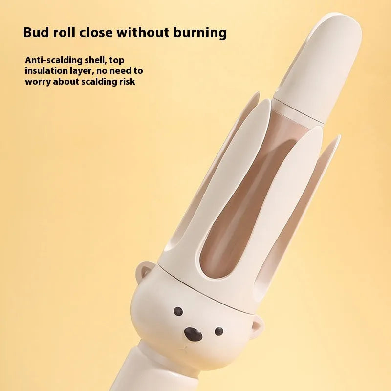 Beige coloured automatic hair curler FS-H208 model with anion technology and hair stick accessory