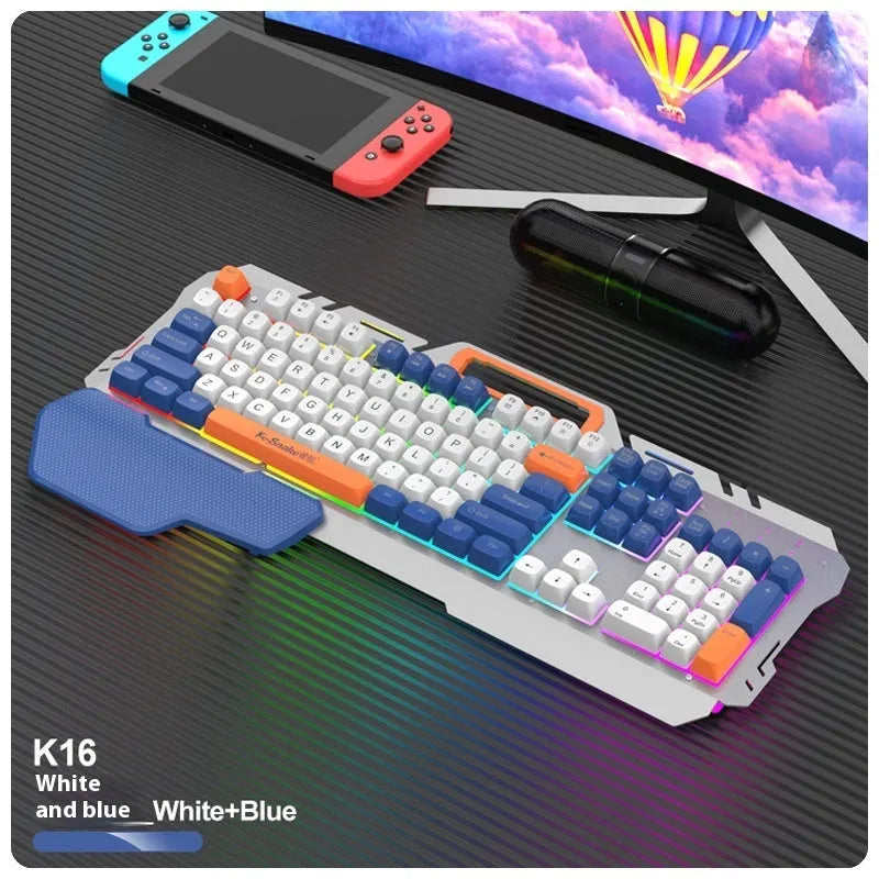 Blue and grey wired gaming keyboard and mouse combo with 1.5 metre cable