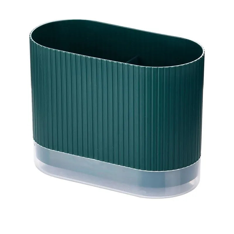 Plastic wall-mounted kitchen chopsticks basket with spoon holder and drain holes in beige colour
