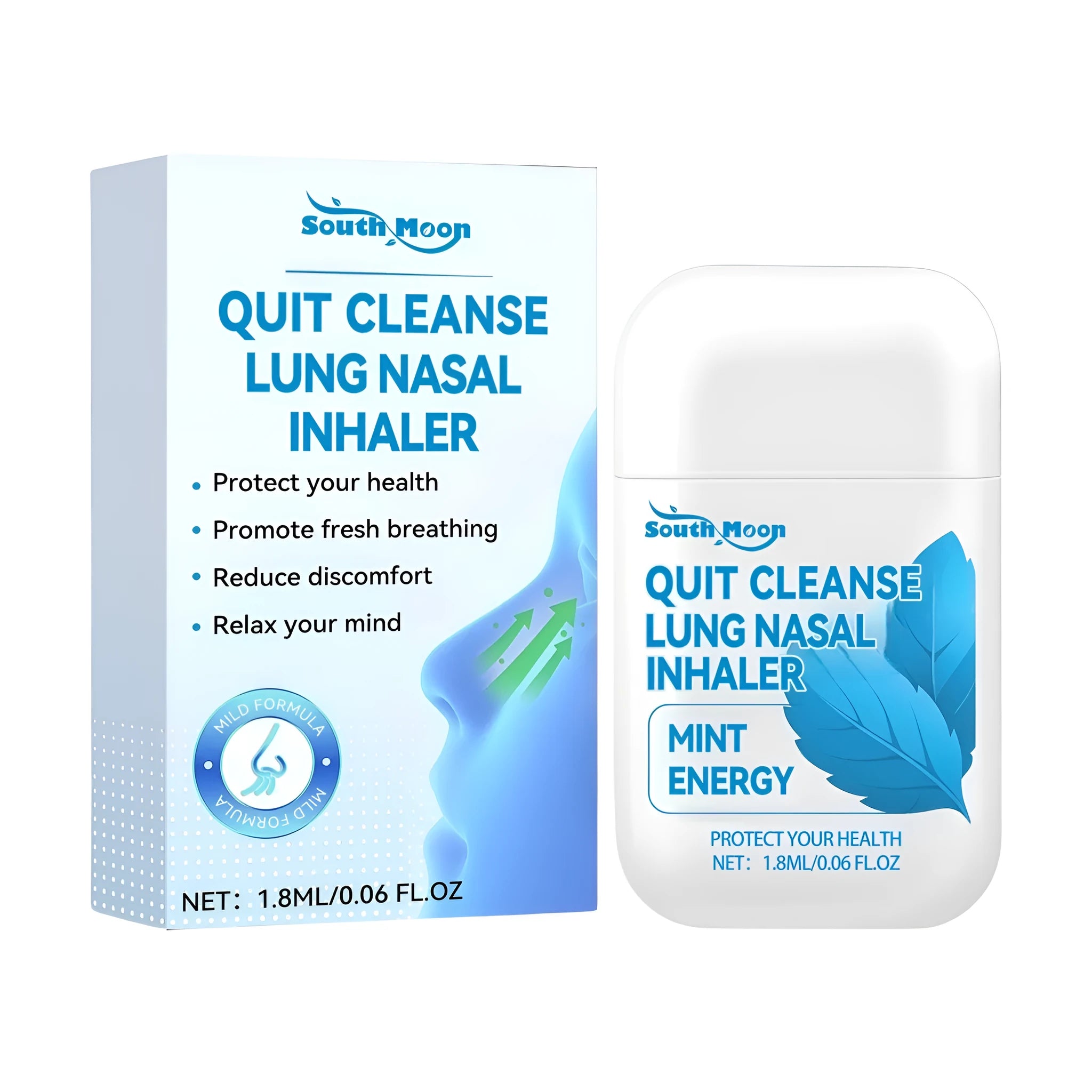 Quit Cleanse Lung Nasal Inhaler with menthol and peppermint oil in 1.8ml capacity for respiratory relief