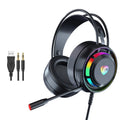 Black wired computer gaming headphones with microphone and 2.2 metre cable