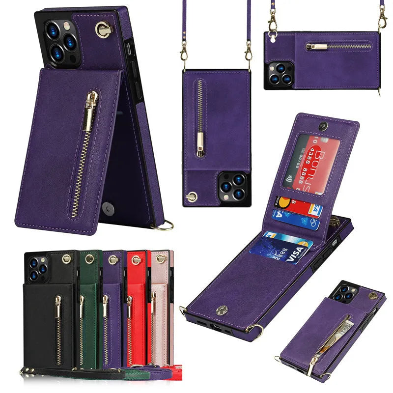 Black genuine leather and TPU protective case for a mobile phone on a table
