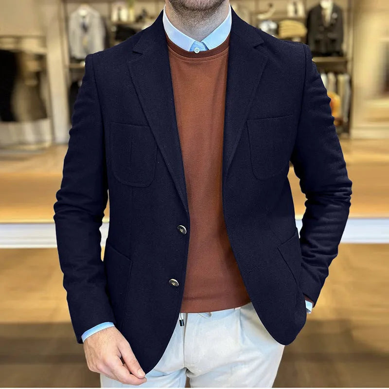 Men's loose fit casual cotton jacket in army green colour, showing retro style and smart-casual design.