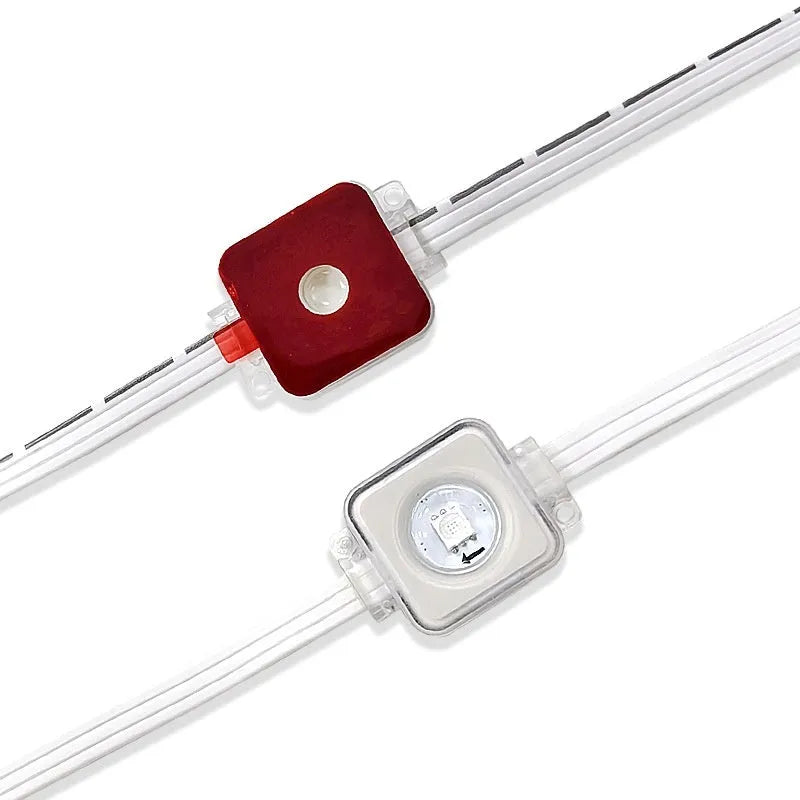 Outdoor decorative LED light chain with planets design, shown in magic colour mode.