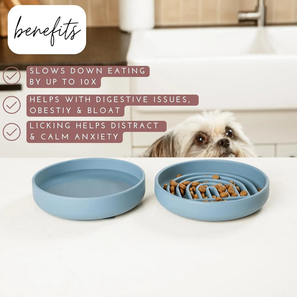 Slowdown Bowl silicone slow feeder dog bowl with ridge design in beige colour