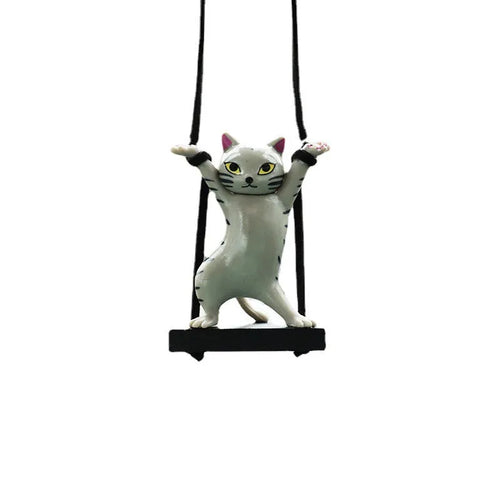 Resin cartoon cat pendant for car interior with adjustable rope in one of five colour options