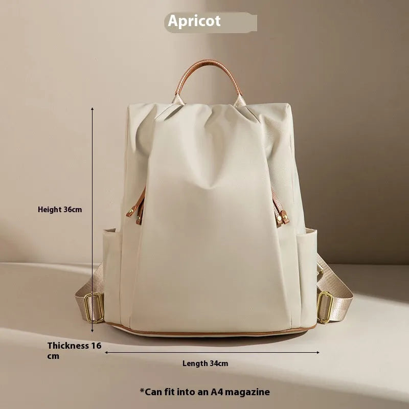 Fashion commuter contrast color large-capacity nylon travel backpack in khaki