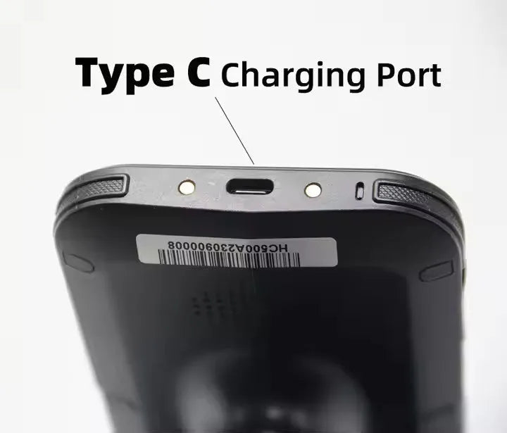 SLP-05 black handheld Android UHF RFID scanner with integrated reader and display screen.