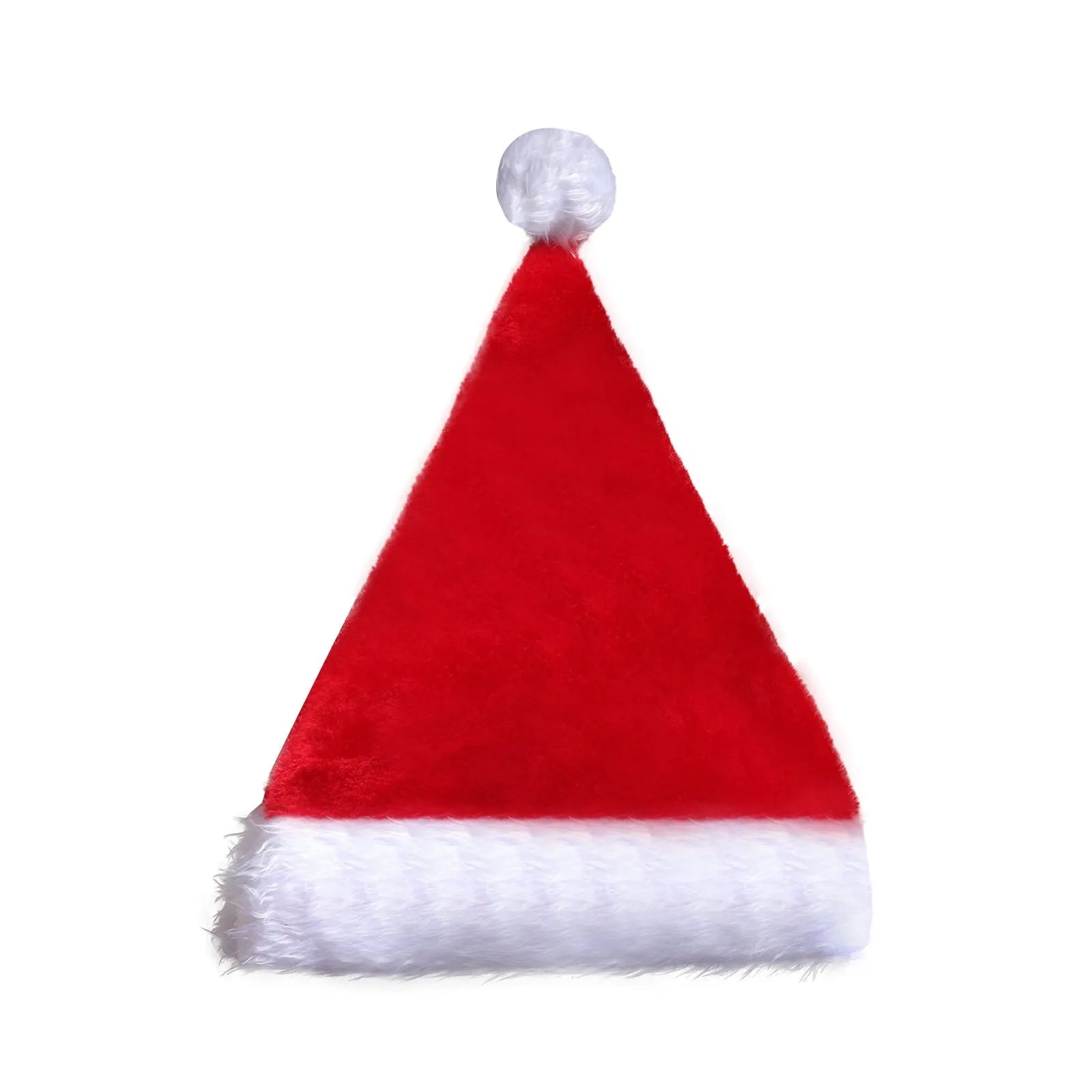 Red and white plush Santa hat with illuminated multi-colour LED lights around the base and a white pom-pom on top.