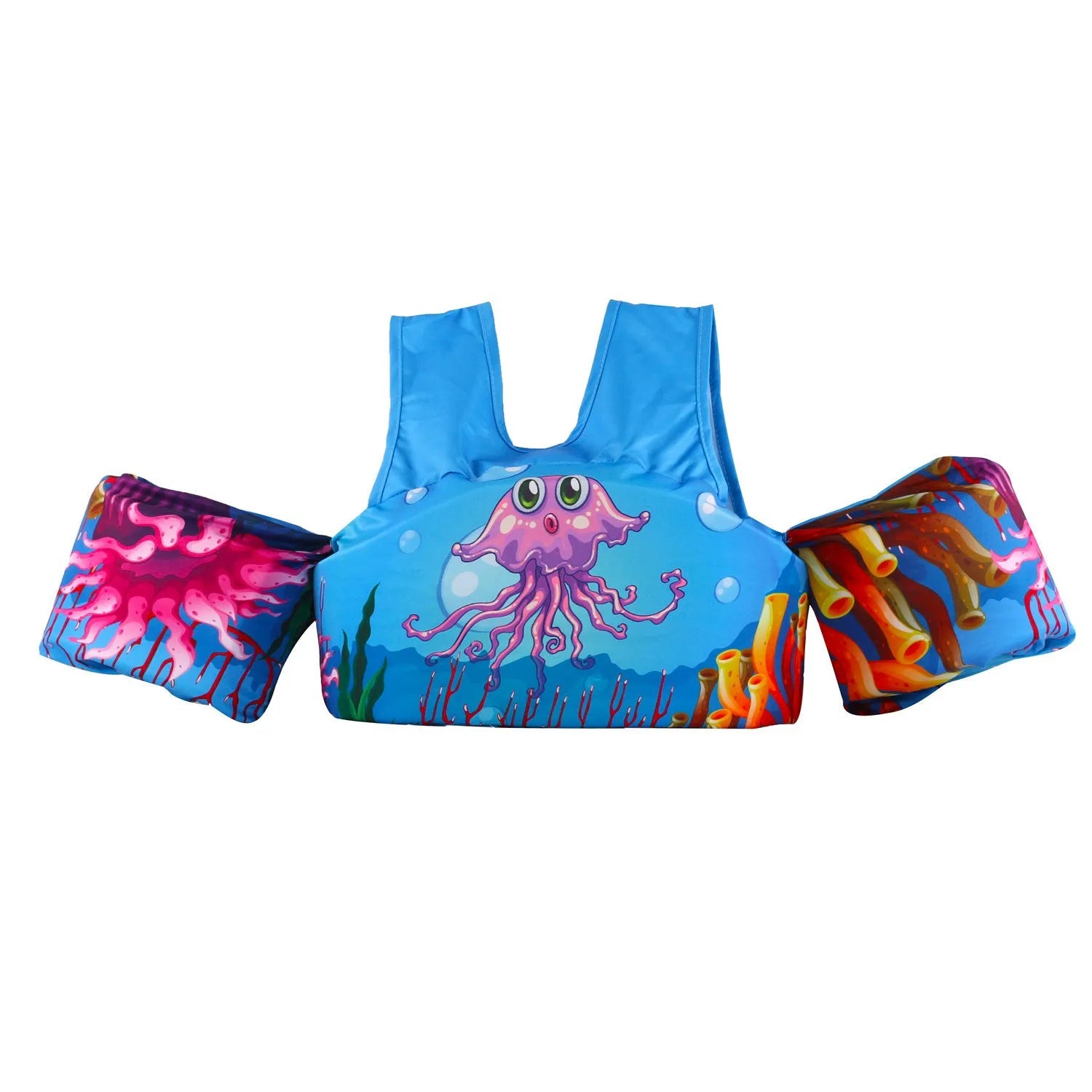 Cartoon children's swimming arm bands with lengthened arm ring design in various patterns including watermelon pineapple and blue crab