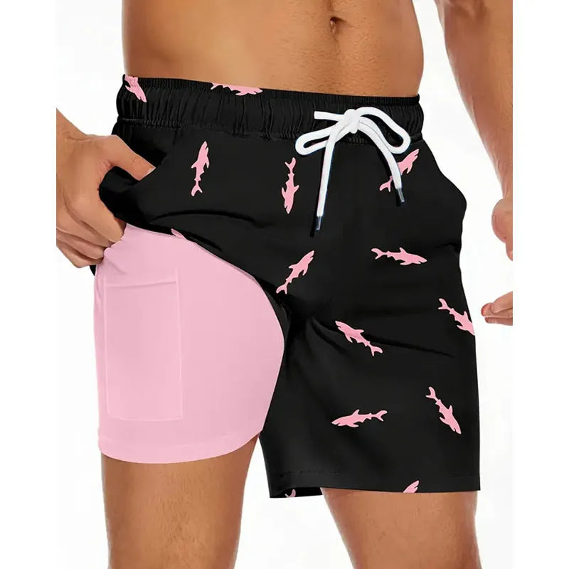 Men's loose fit summer beach trousers in polyester fabric available in multiple colours