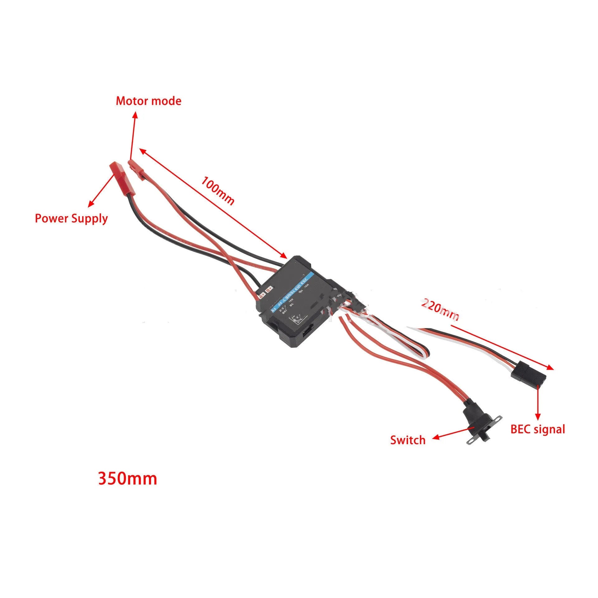 Small Boat 40A miniature brushed electronic speed controller for RC vehicles in colour G500.
