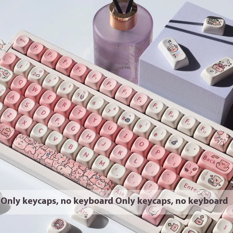 Pink Fragrant Pig anime character design on a PBT plastic keycap for mechanical keyboards.