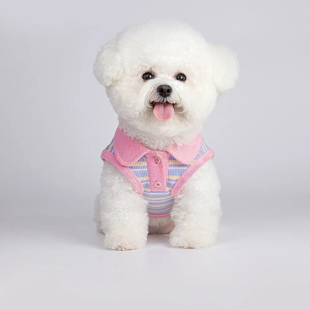 Pink purple soft fabric vest for small dogs with seven size options for autumn wear