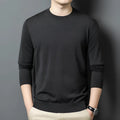 Men's round neck wool mulberry silk sweater long sleeve winter pullover in multiple colour options