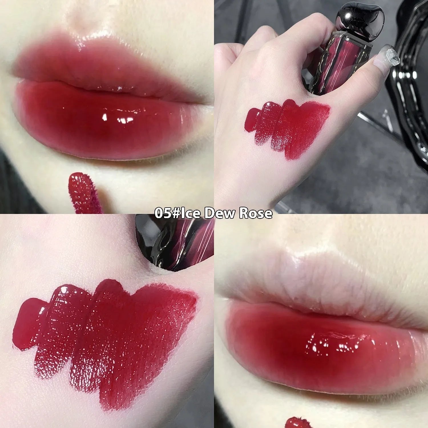 Glacier Lava Lip Lacquer mirror makeup in water-light finish with seven colour options