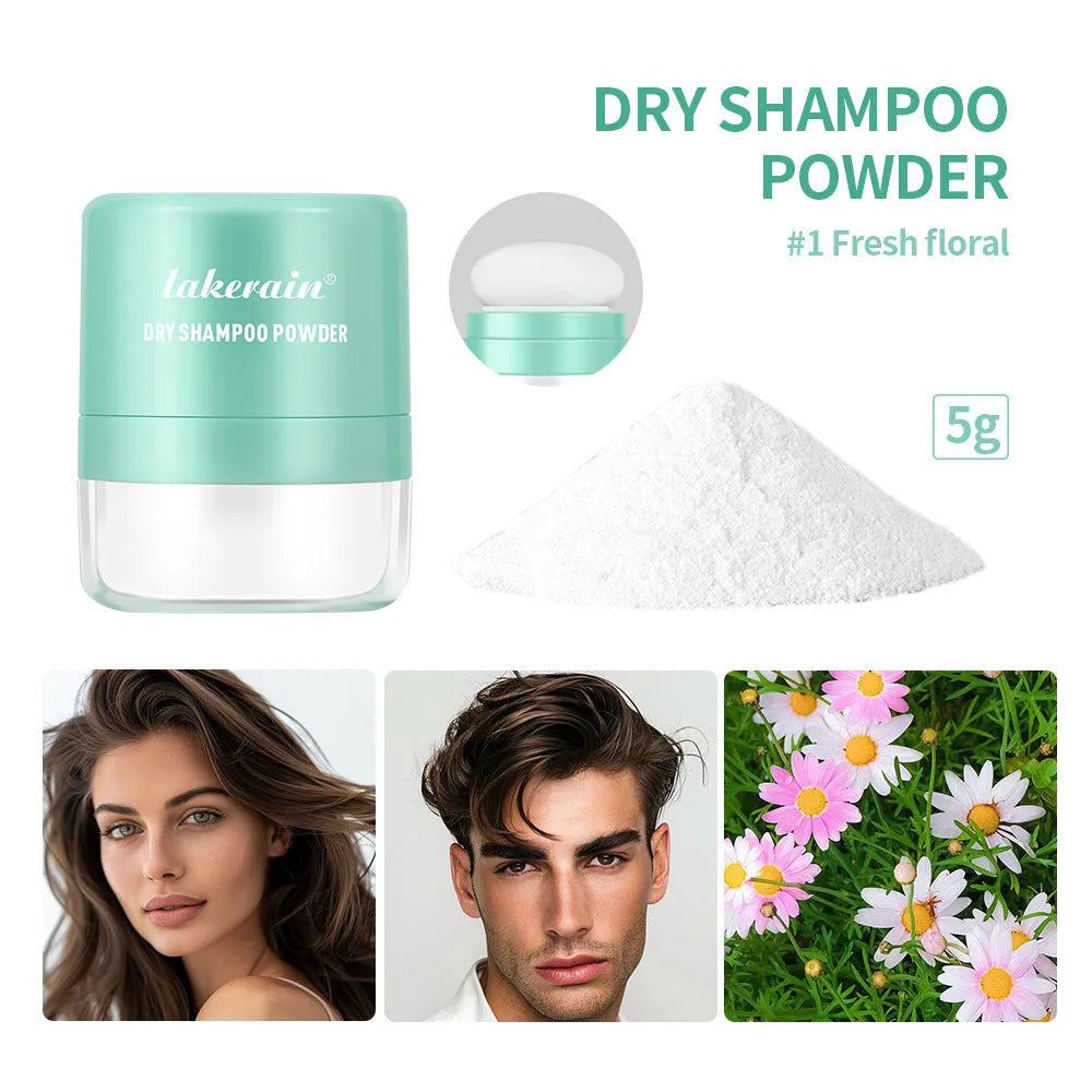 5g dry shampoo powder for hair with disposable sponge applicator in ocean, floral or cherry fragrance