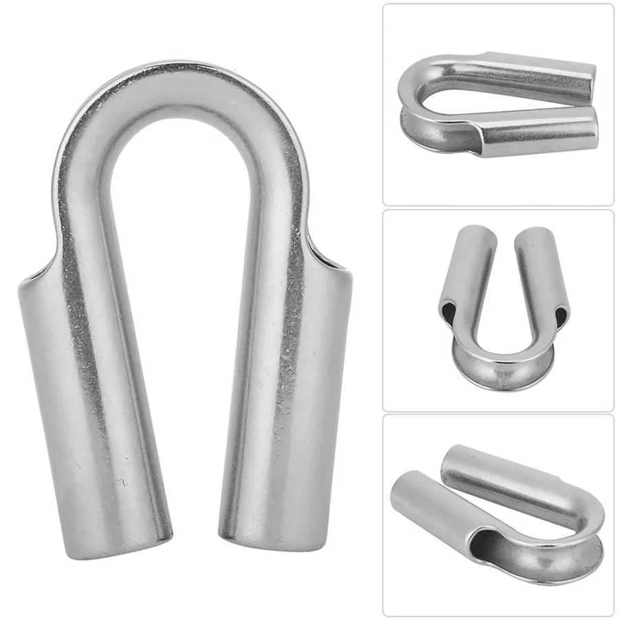 Stainless steel tubular chicken heart sleeve ring set showing round profile and various metric sizes.