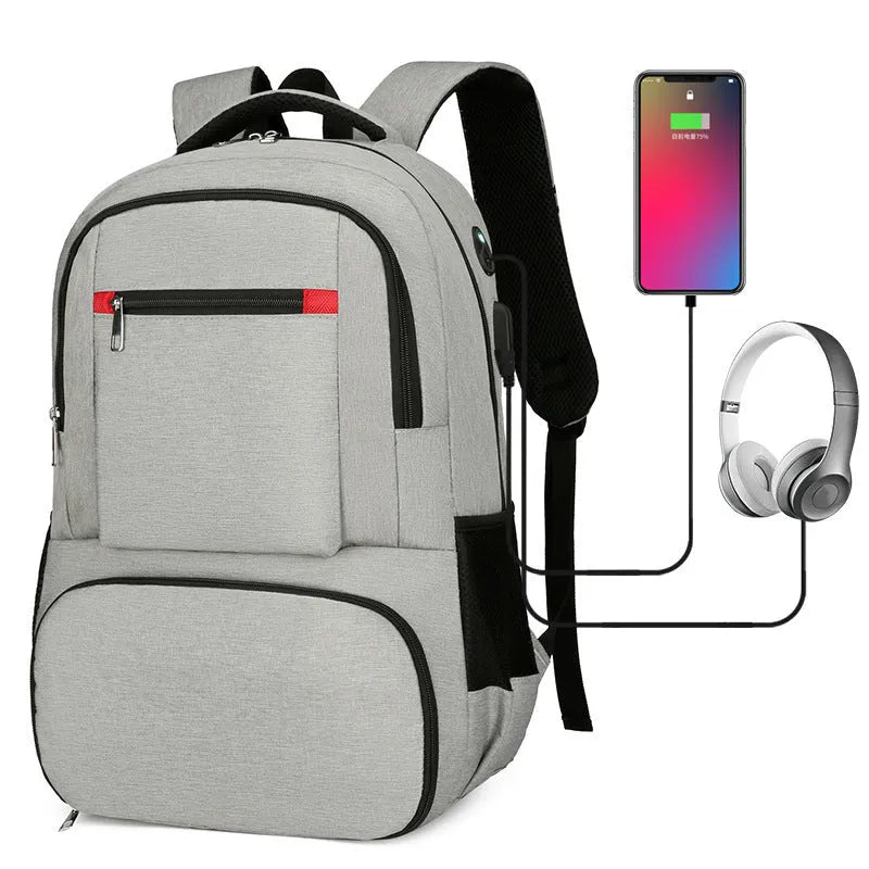 Light grey Oxford cloth insulated backpack with curved shoulder straps and dry wet separation compartments