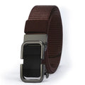 Men's nylon canvas belt with an alloy buckle shown in army green colour.