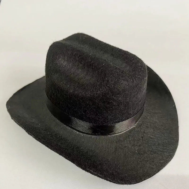 British cowboy style hat for cats with decorative velvet belt trim