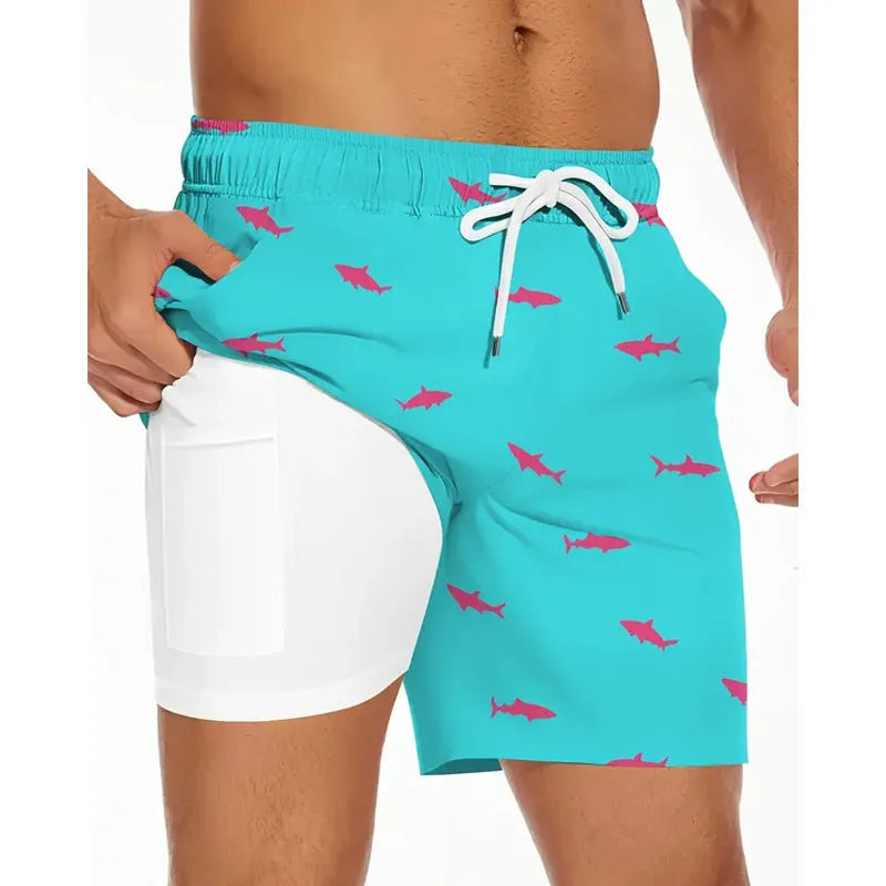 Men's loose fit summer beach trousers in polyester fabric available in multiple colours