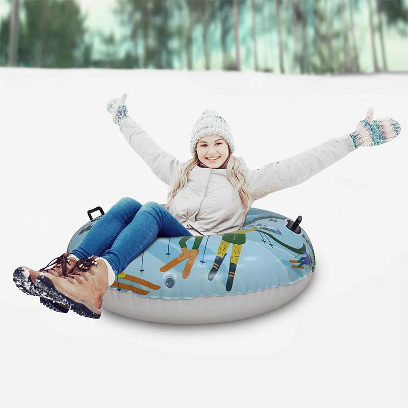 Outdoor PVC winter ski ring toy in printed design for snow play
