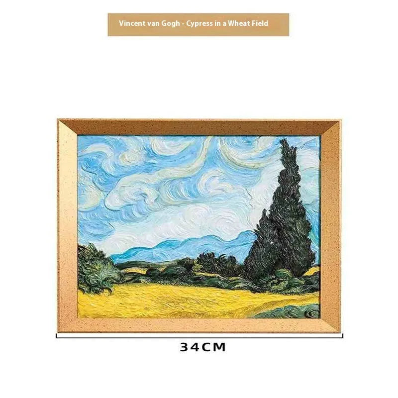 DIY oil painting kit with epoxy pottery paints showing Van Gogh Sunflowers design on canvas