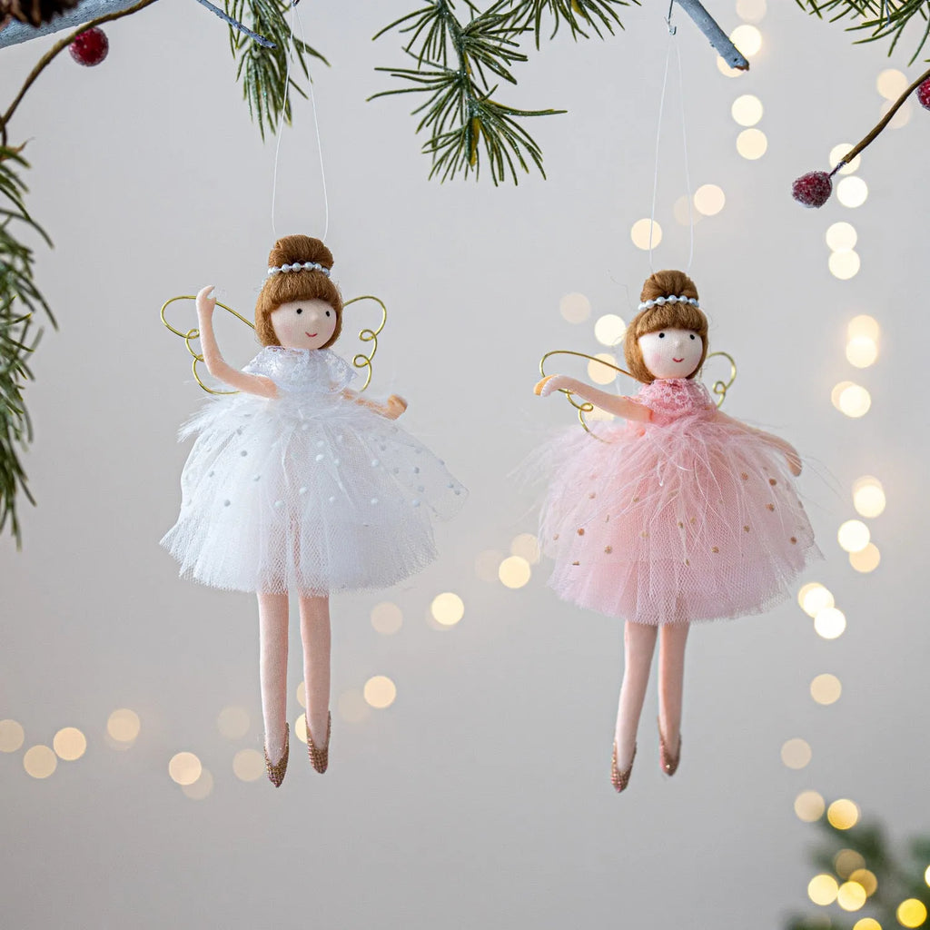 Pink and white cloth ballet angel plush doll pendant for decorative display