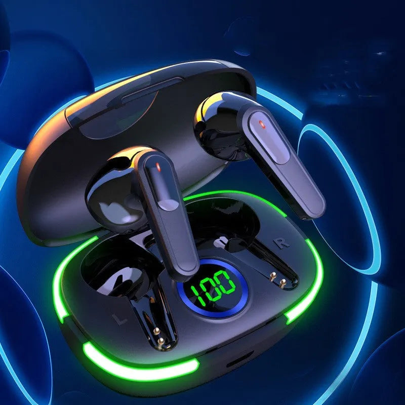 Wireless Bluetooth headset earbuds PRO60 black with noise cancellation and power display