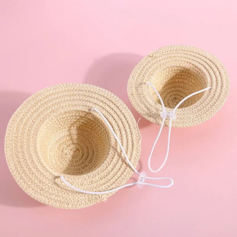 Cartoon-style adjustable paper hat for dog or cat on a neutral background, showing bowknot detail.