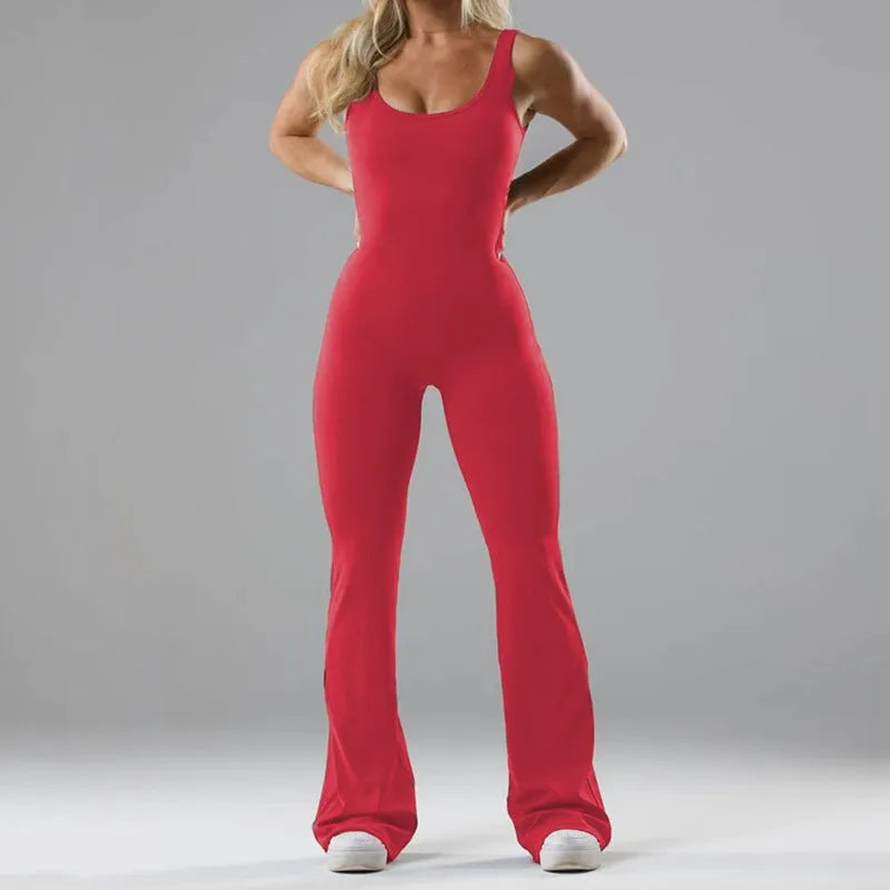 Women's black milk silk yoga bodysuit with seamless hollow design and mid-waist fit.