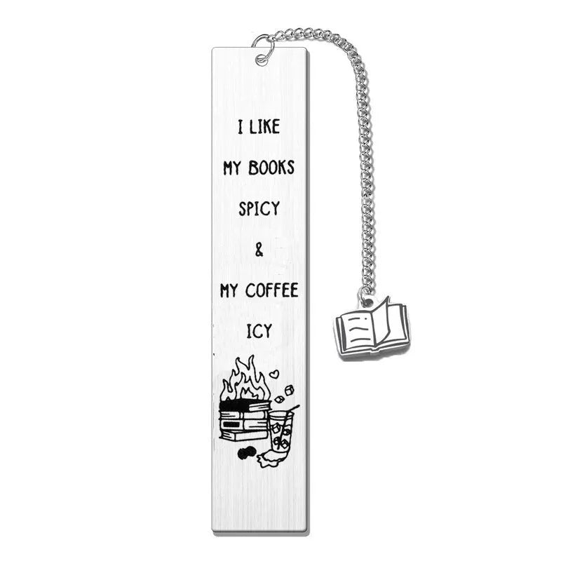 Stainless steel tassel-style bookmark in gift box, 13cm long.