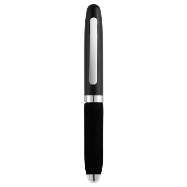 EVA metal cap mini ballpoint pen showing 1.0mm bullet tip and compact 112mm metal construction