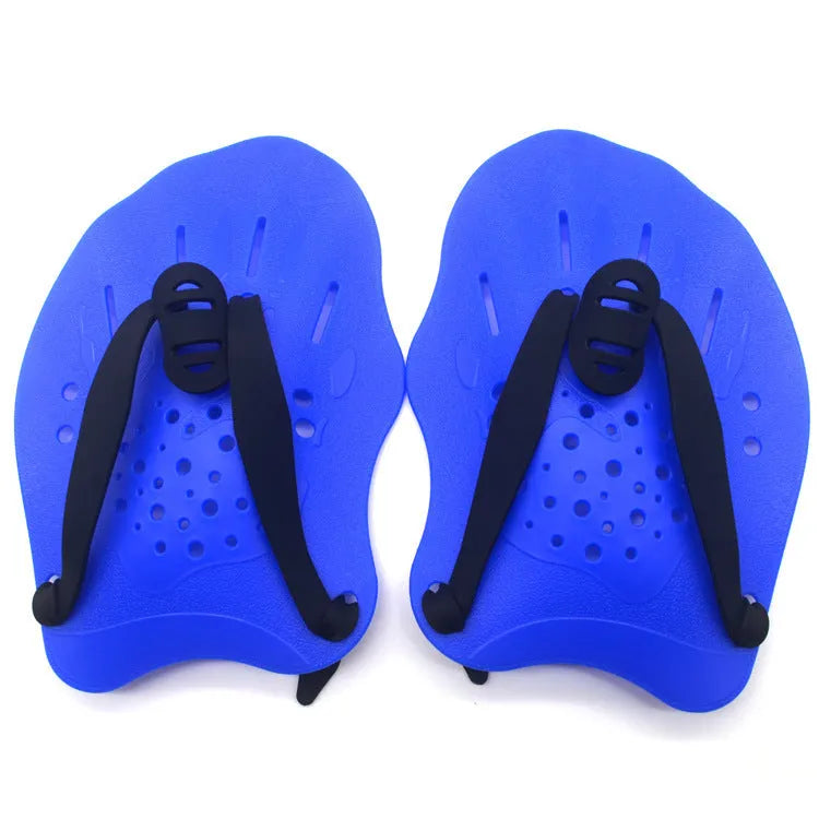 Swimming paddle training aid for freestyle stroke with webbed arm design in multiple colours