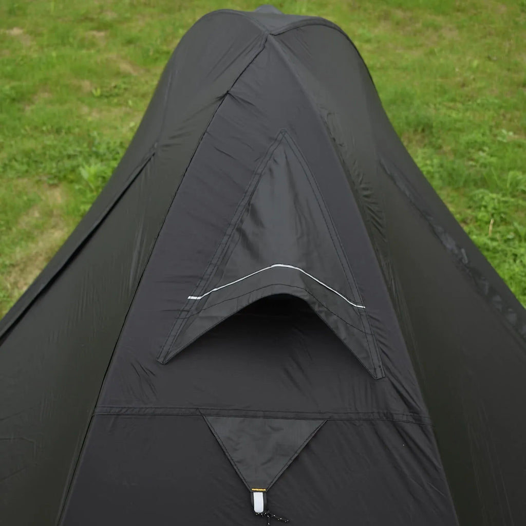 Single person camping tent with aluminium poles in red, black or orange colour options showing double layer waterproof design
