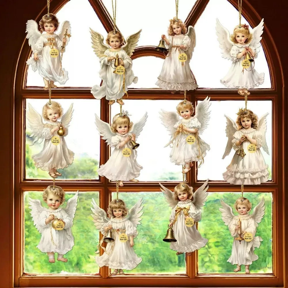 12 pieces Victoria angel wooden ornaments set density plate modern simplicity pendant decoration
