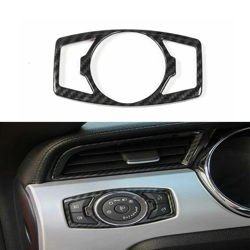 Carbon fibre patterned decorative paster for Ford F150 headlight control panel.