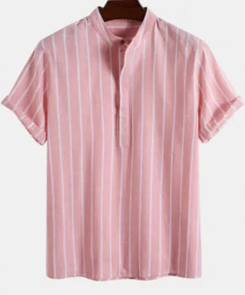 Men's printed cotton blend polo shirt with short sleeves and loose fit in multiple colour options