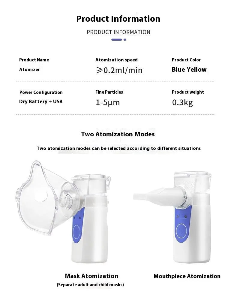 Handheld columnar plastic USB nebuliser spray machine with single fog outlet for household use