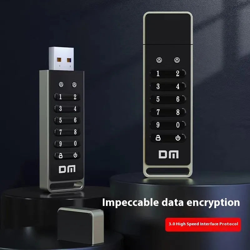 64GB metal USB flash drive with fingerprint scanner for encryption security.