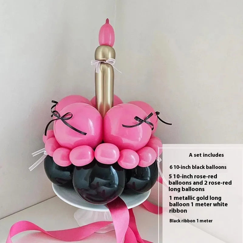 Finished balloon bouquet cake decoration kit with round balloons for DIY party centrepieces