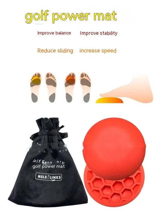 Orange golf strength training mat for centre of gravity practice with natural rubber base