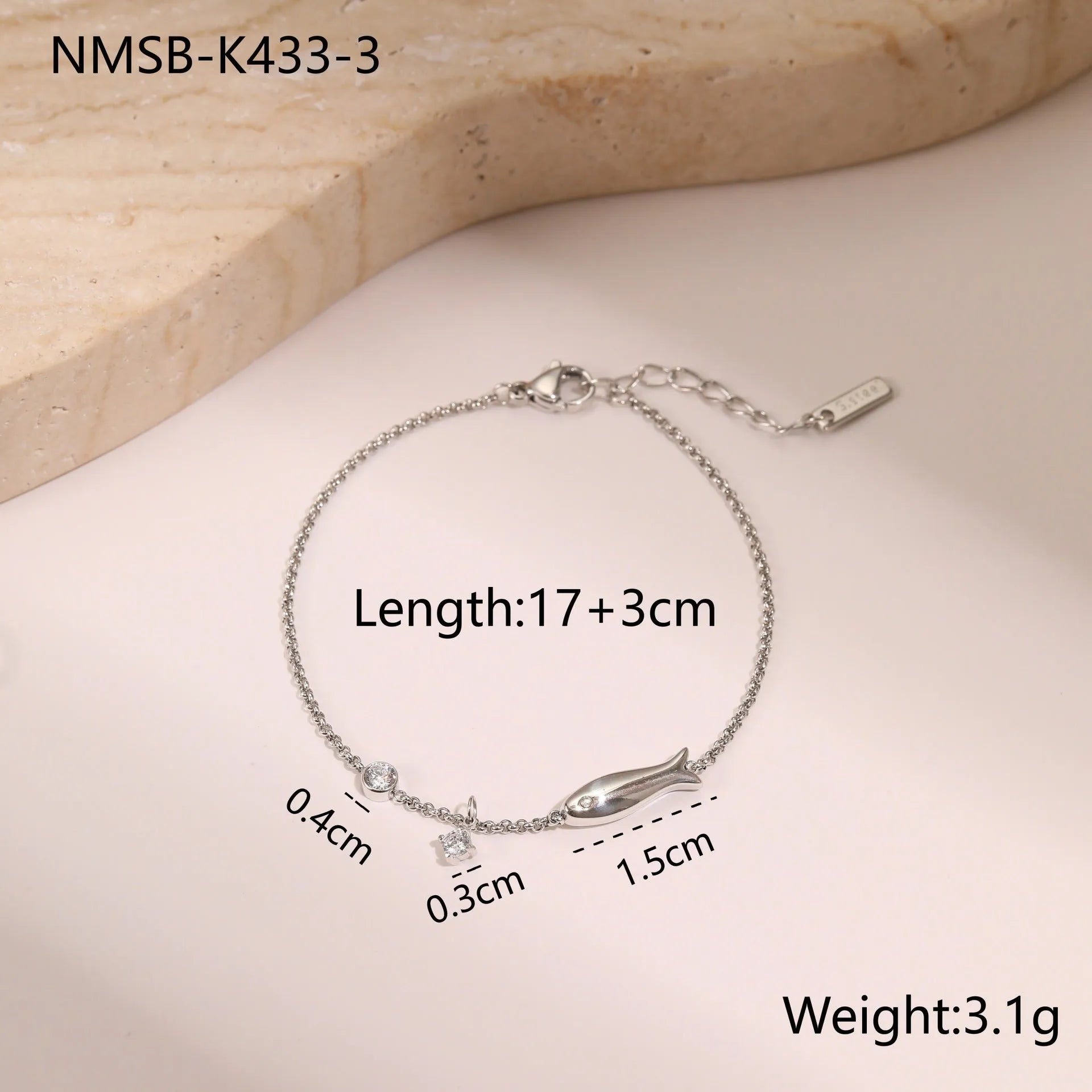 Ins Titanium Steel women's bracelet with 18K gold plating and a geometric zircon star pendant.