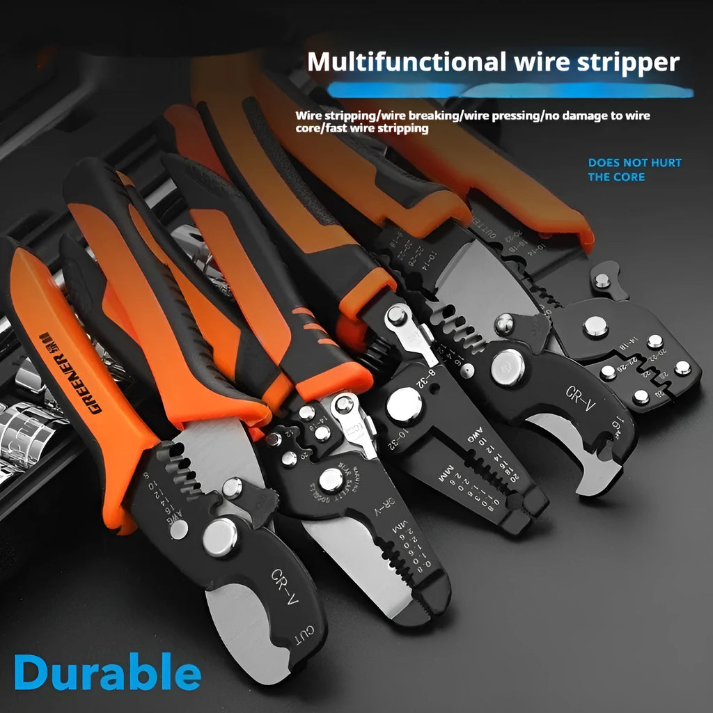 Automatic wire stripping pliers tool for electricians with steel construction